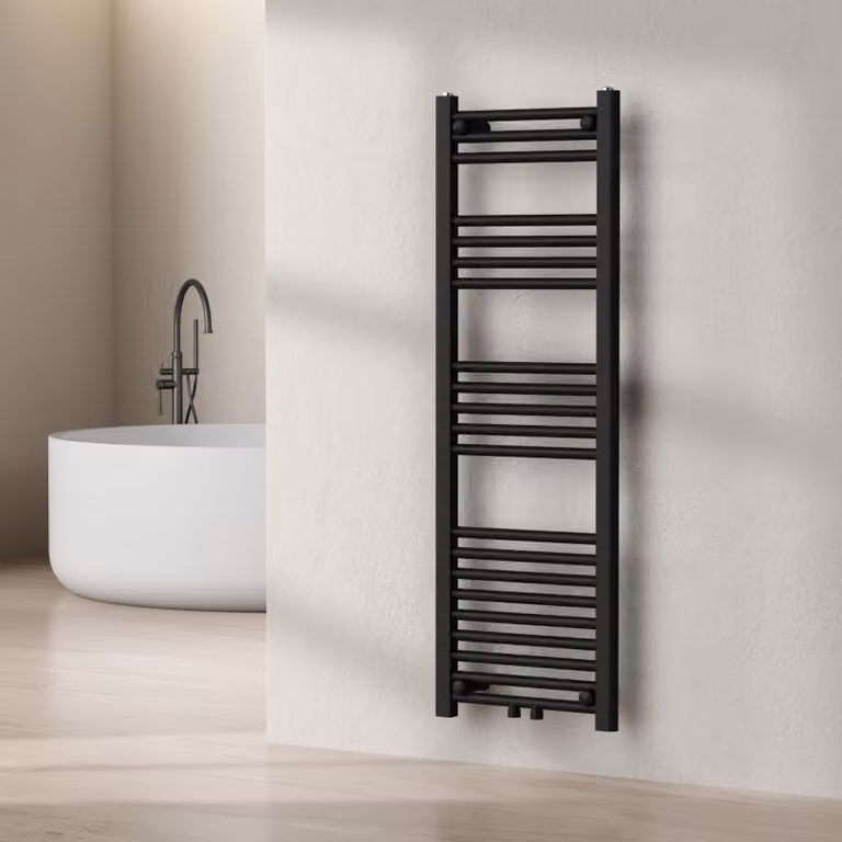 Radiatore per asciugamani 'Voss' con 21 aste in acciaio 120 x 40 cm Nero
