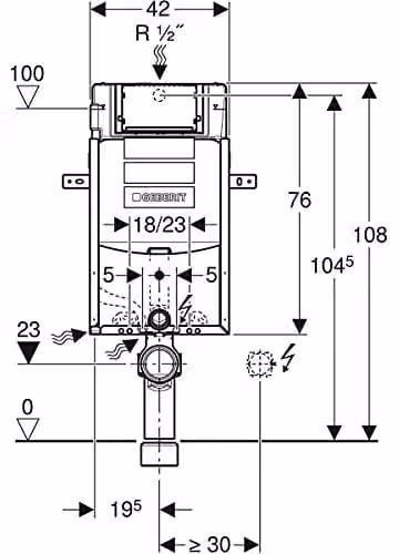 Water closet sospeso Kombifix, 108 cm, con cassetta di scarico Sigma, 12 cm