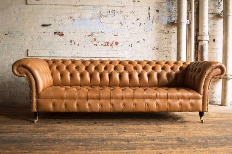 Chesterfield Leder Polster Luxus Sofa Design Couch Klassische Sofa 4 Sitzer