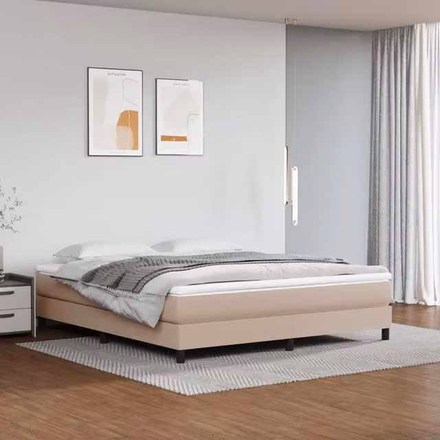 Struttura Letto a Rete a Molle-Giroletto in Similpelle Beige L: 180 cm, P: 200 cm – 1