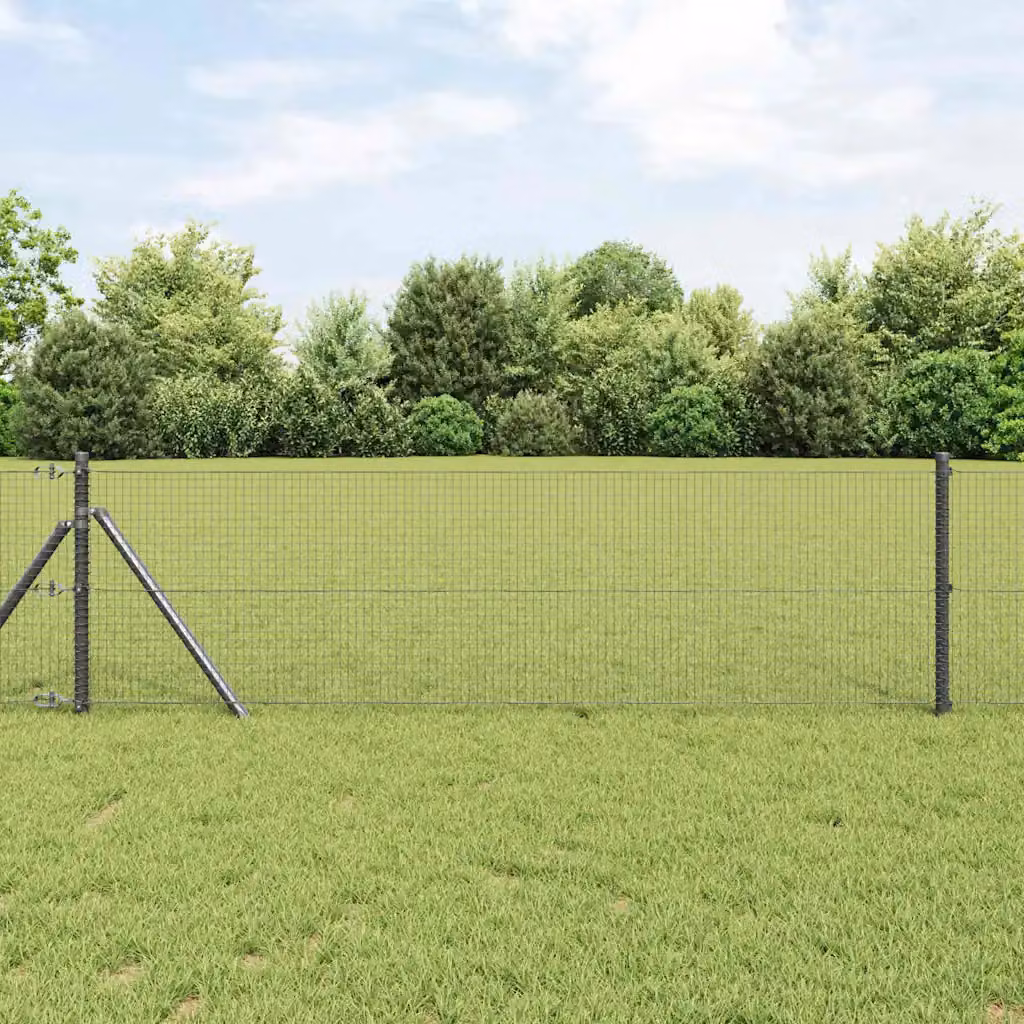Recinzione a rete saldata vidaXL da fissare a terra in acciaio e PVC, Grigio, L: 25 m, H: 0,4 m