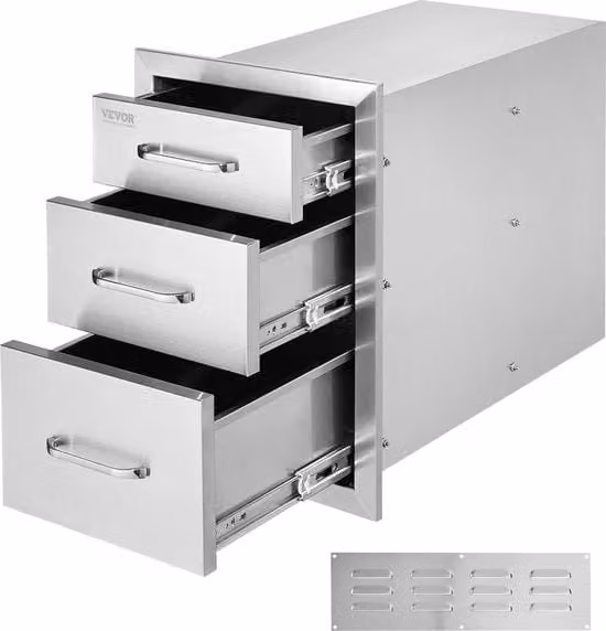 Scaffale esterno per barbecue isola di carico tripla 35x51cm per veicoli in acciaio inossidabile
