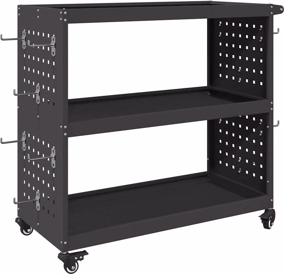 Carrello per Attrezzi con lo scaffale Nero 75 x 35 x 73 cm