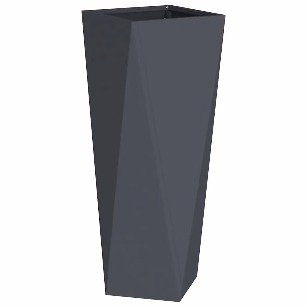 Set di 2 fioriere moderne da esterno HELLOSHOP26 in acciaio color antracite L/P/H: 30 x 30 x 75 cm – 2