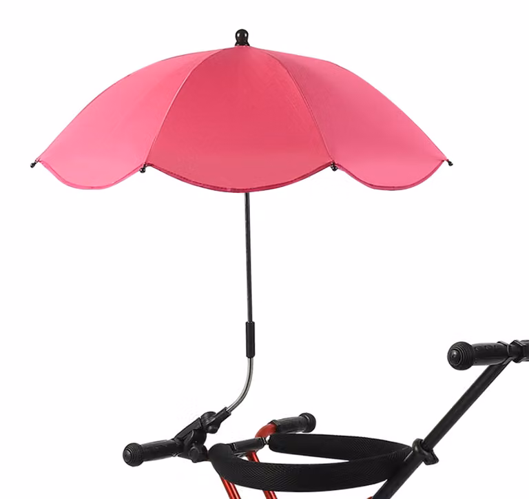 Ombrello per sedie con morsetto, ombrello portatile per terrazze e passeggini, colore rosa intenso