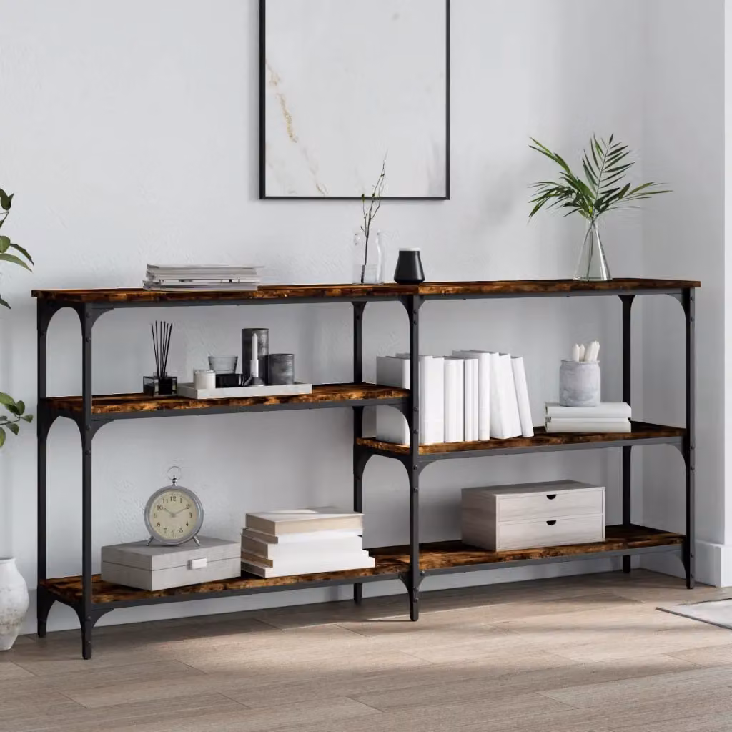 vidaXL Tavolo Consolle in Legno Rovere Fumo, Design Industriale, L 160 x P 29 x H 75 cm