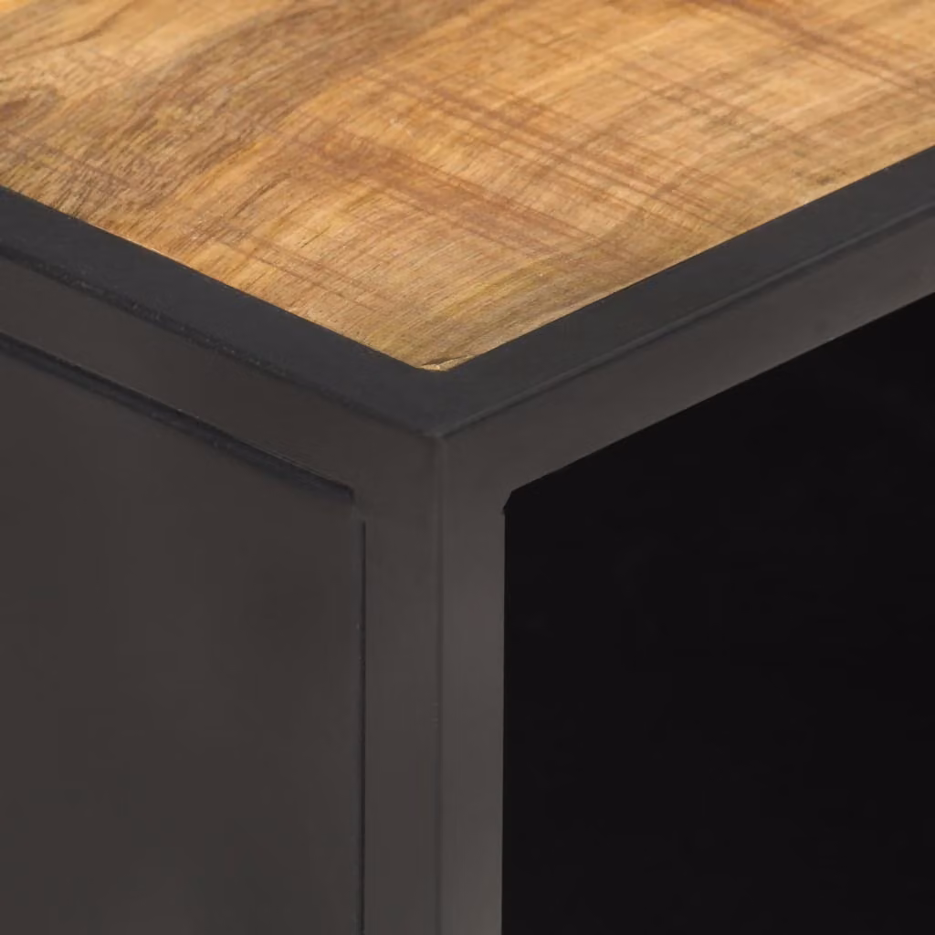 Tavolino 90x50x35 cm Legno di mango grezzo e vimini viennese