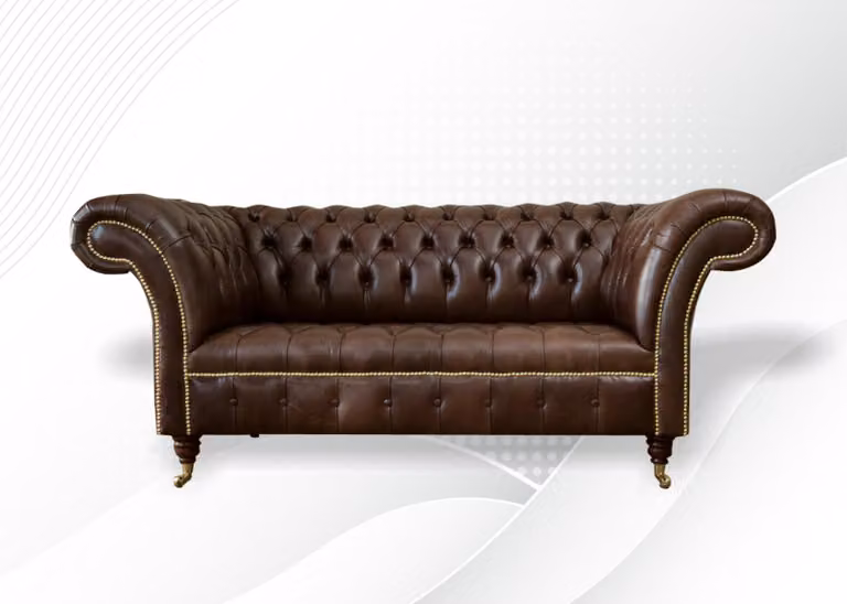 Chesterfield Samt Designer Sofa 2 Sitzer Couch Textil Leder Garnitur Braun