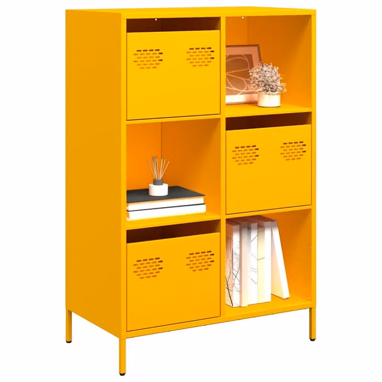 vidaXL Credenza in Metallo Gialla L: 68 cm, P: 39 cm, H: 103,5 cm