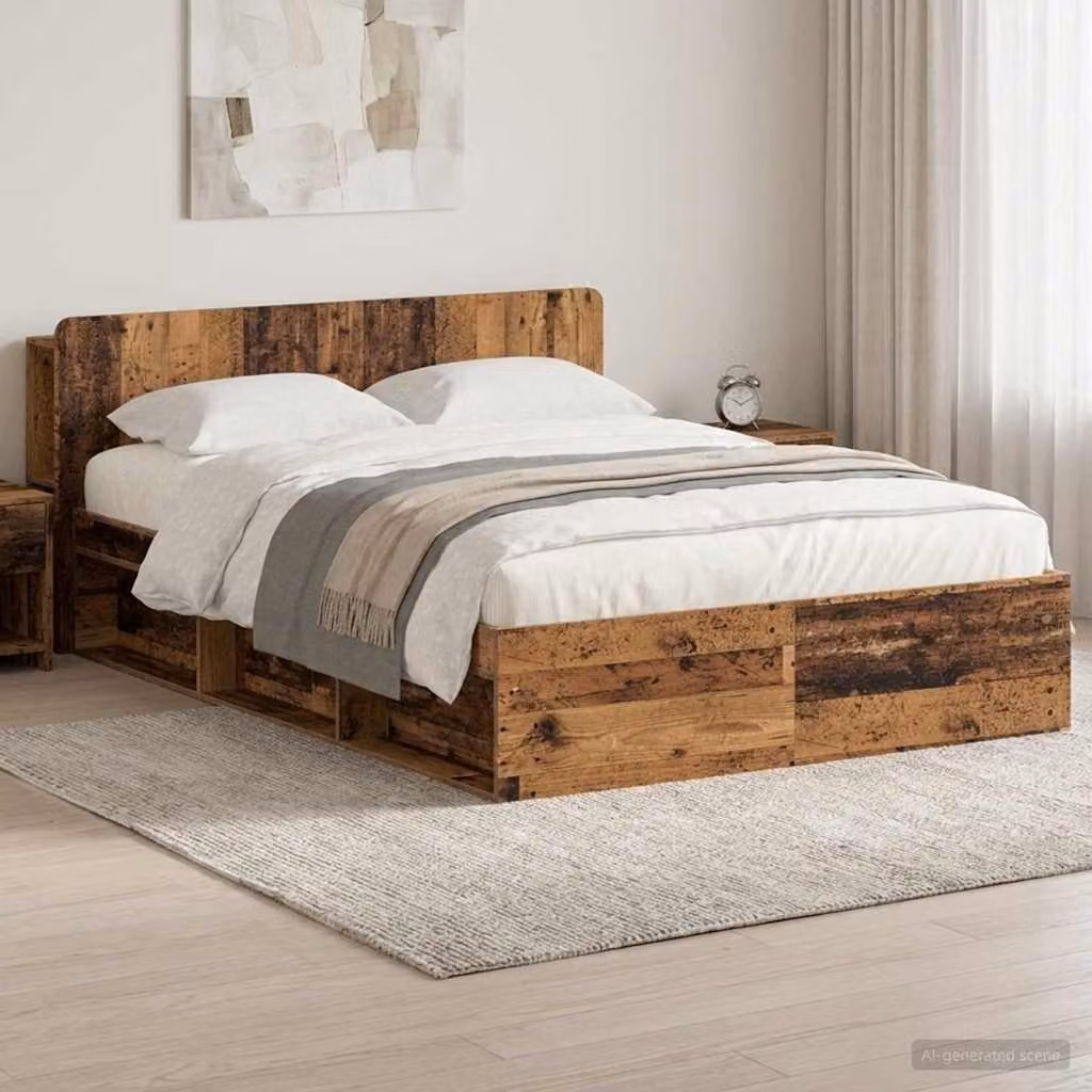 vidaXL Letto con cassetti in legno color marrone L: 150 cm, P: 200 cm, H: 182,5 cm