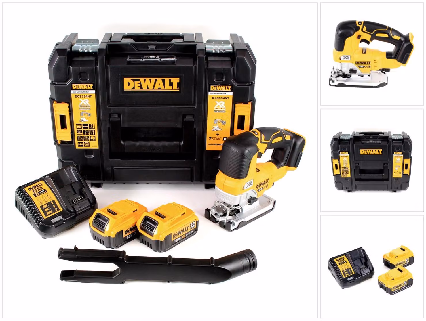 Sega alternativa a batteria DeWalt DCS 334 M2 18 V brushless + 2 batterie da 4,0 Ah + caricabatterie + TSTAK