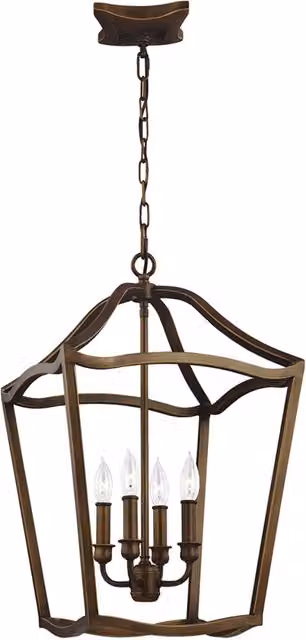 Lampadario Contemporaneo Yarmouth Acciaio Ottone Antico Verniciato 4 Luci E14