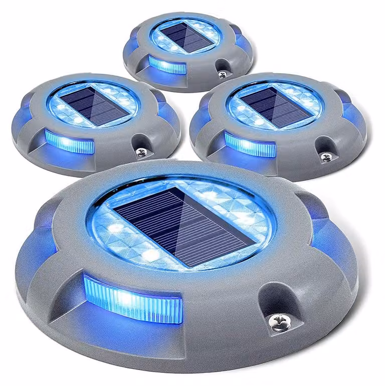 Lampade da giardino solari, confezione da 4, grado di protezione IP68, LED, colore blu, alluminio