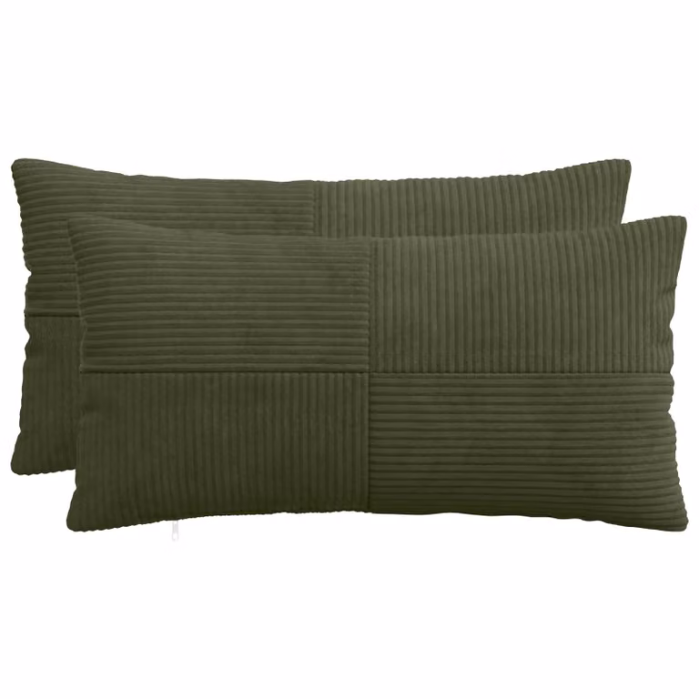Set di 2 federe vidaXL ALMELO in velluto a coste verdi, L 40 cm x P 70 cm