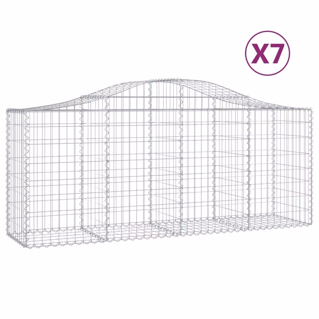 Cesti Gabbioni ad Arco 7 pz 200x50x80/100 cm Ferro Zincato