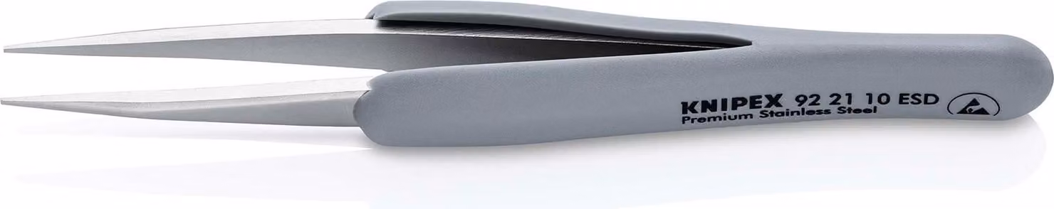 92 21 10 Pinzetta di precisione ESD con impugnatura gommata Impugnatura gommata ESD 123 mm