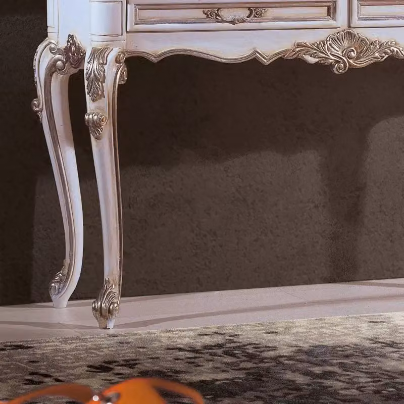 Consolle classica in legno stile shabby bianco e argento Mobili 2G L: 133 cm, P: 48 cm, H: 80 cm – 3