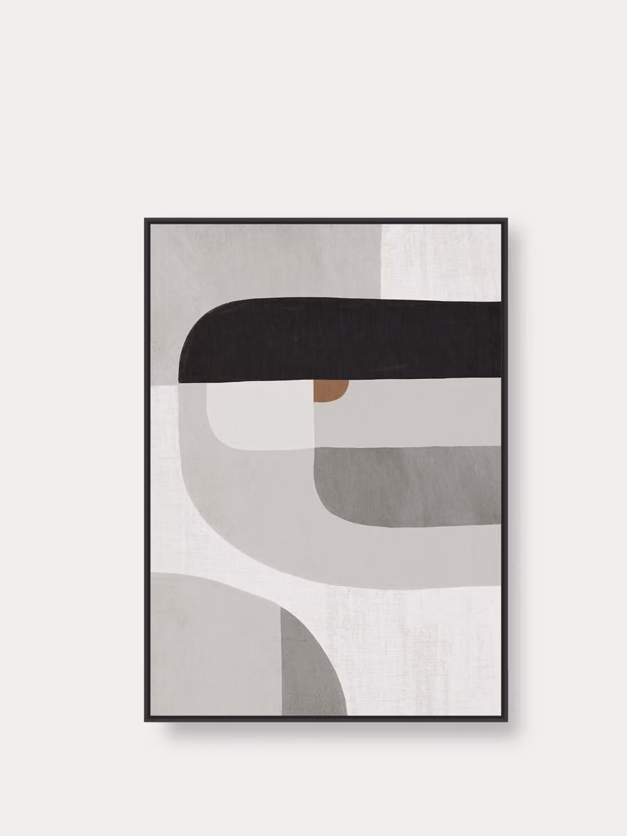 Quadro moderno astratto Bonn Kenay Home, colori nero, grigio e beige, L: 100 cm x H: 140 cm – 2