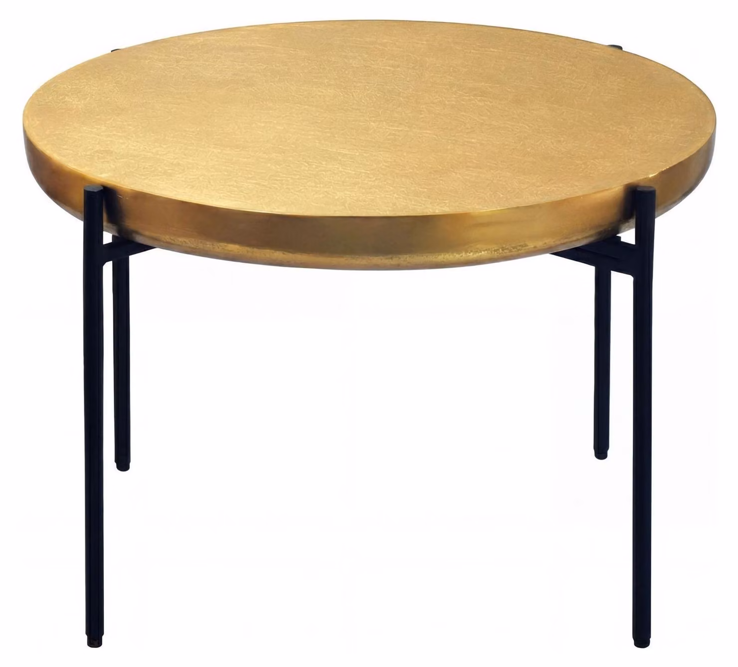 Tavolino da salotto WOHNLING, alluminio, rotondo, 63 cm, color oro. Tavolino moderno per il soggiorno, da utilizzare accanto al divano. Design orientale, in metallo. Tavolino da lounge, tavolino ausiliario per il soggiorno, realizzato a mano