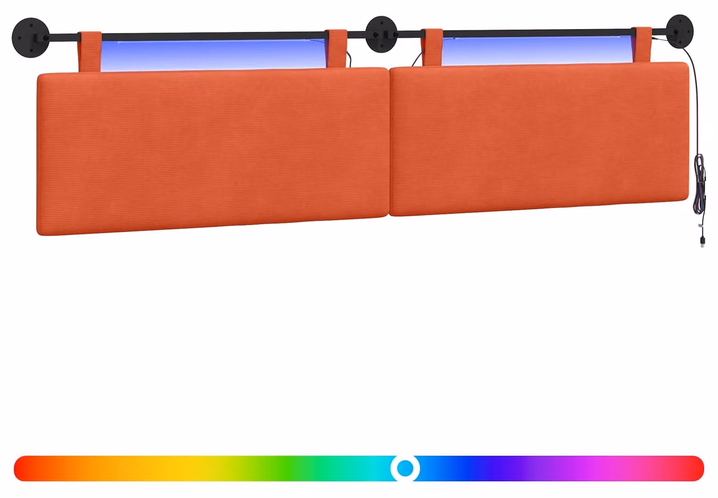 Testiera sospesa Con luce LED Rosso Arancio Tessuto in Cords