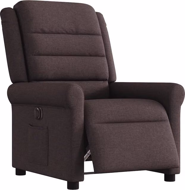 Poltrona Elettrica Reclinabile-Divano Sedia Marrone Scuro in Tessuto 163790