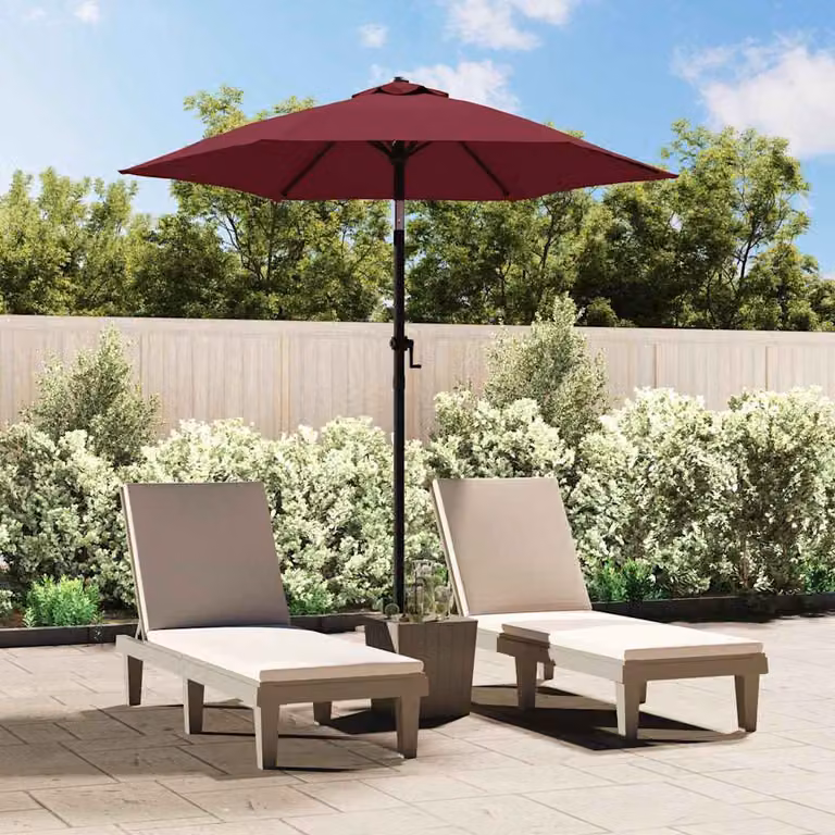 Ombrellone vidaXL in alluminio e poliestere, Rosso e Grigio, L: 200 cm, H: 224 cm