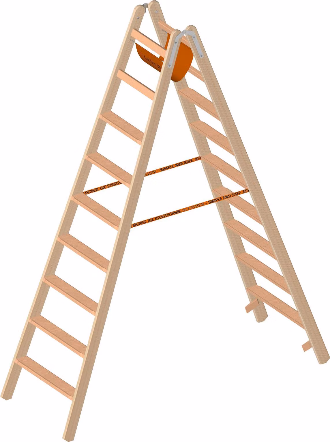 Layher Holzstehleiter mit Stufen 1020 2 x 9 Sprossen