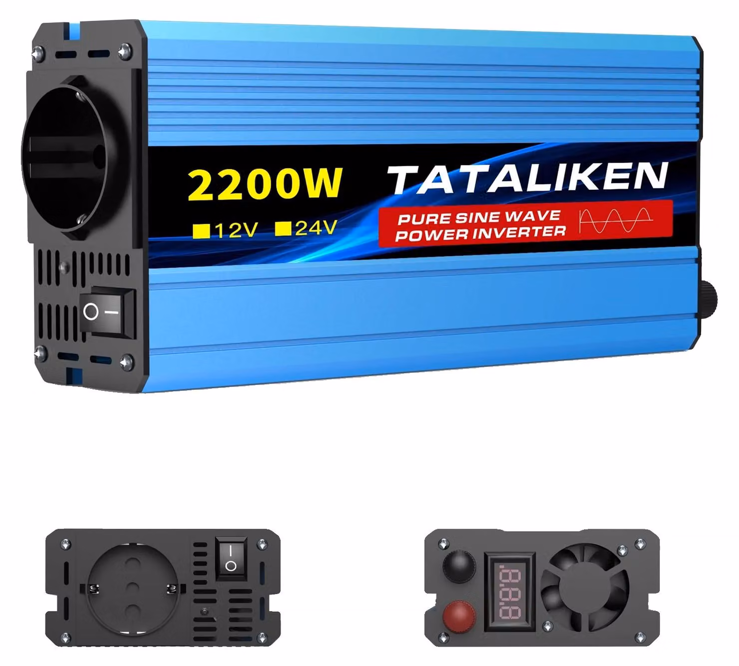 Convertitore di potenza, conversione da corrente continua a corrente alternata, funzionamento silenzioso della ventola, 12V 2200W 220V 50Hz (standard europeo)
