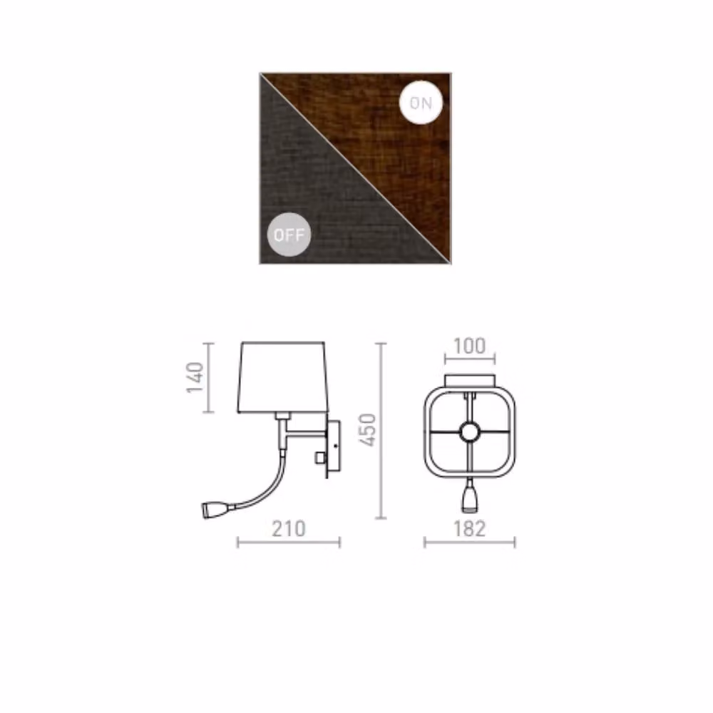 Lampada da parete PERTH con faretto LED regolabile nero e cromo, luce bianca calda 3000K, attacco E14 – 2