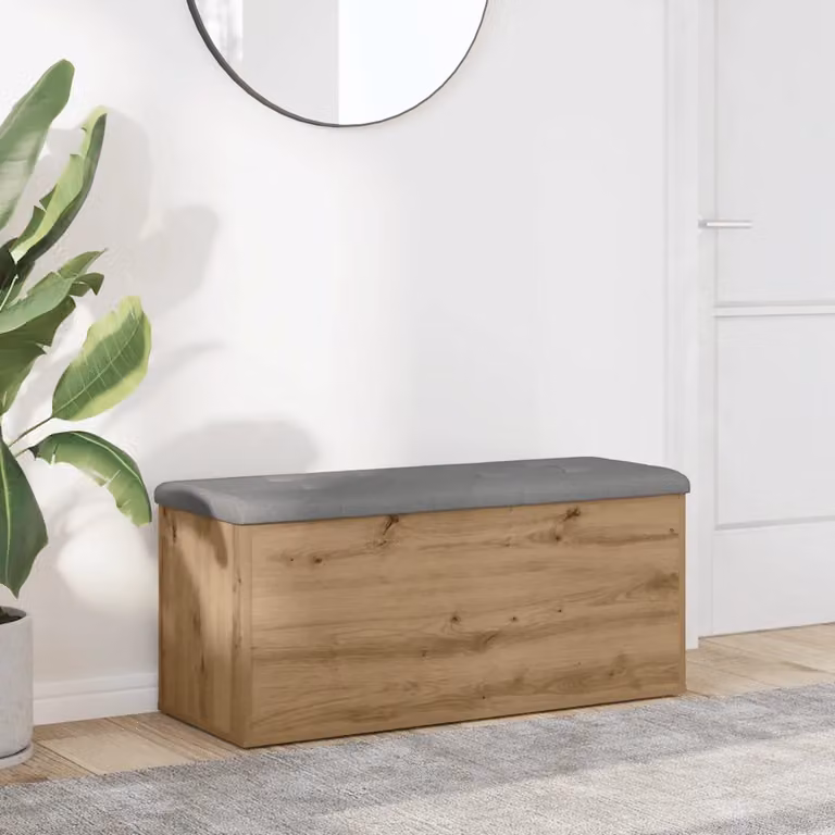 vidaXL Panca contenitore moderna in legno ingegnerizzato rovere, L: 102 cm, P: 42 cm, H: 45 cm