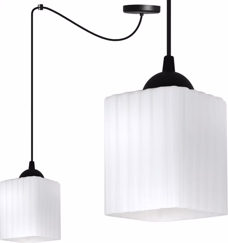 Lampada a sospensione Riffle spider nera a 1 luce con paralume a cubo bianco E27 - luce a sospensione moderna per un'illuminazione d'interni di stile