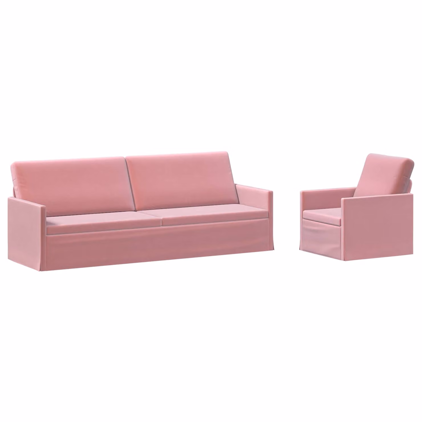 Set di 2 divani moderni vidaXL in velluto rosa con struttura in metallo per il tuo soggiorno