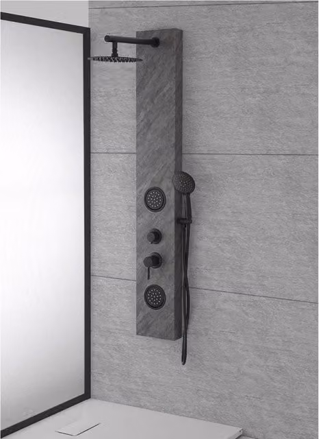 Colonna Doccia effetto Pietra Nero in Acciaio Inox Black Stone