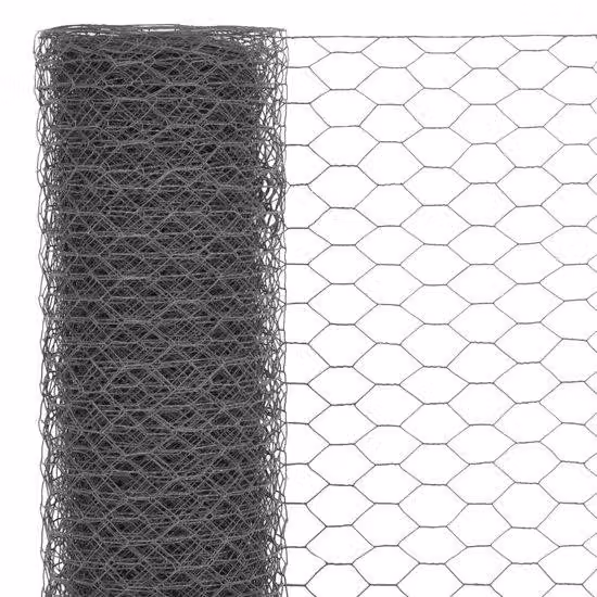 Rete per polli e conigli - 25 x 1,2 m - Grigio - Rete a maglie - Acciaio rivestito in PVC - Rete antiuccelli con maglie da 36 mm - Altezza 120 cm