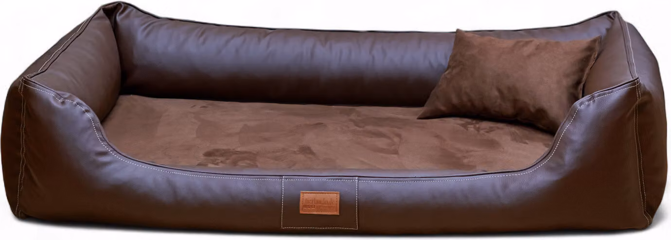 tierlando® MADDOX VIP letto ortopedico per cani VISCO velours Pelle finta S - XXL - Dimensioni: 120x85cm | Colore: 01 Brown