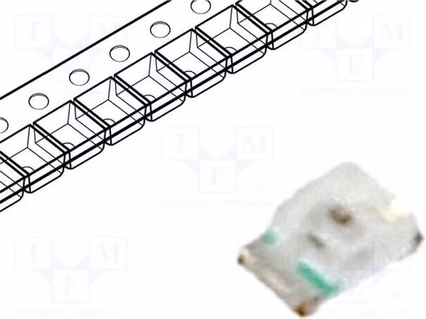 5 LED 0603, angolo di emissione 130°, 28-80 mcd, dimensioni 1,6x0,8x0,6 mm, tensione 1,6-2,4 V, tecnologia SMD, corrente 20 mA, codice prodotto LL-S192PVC-V1-2B