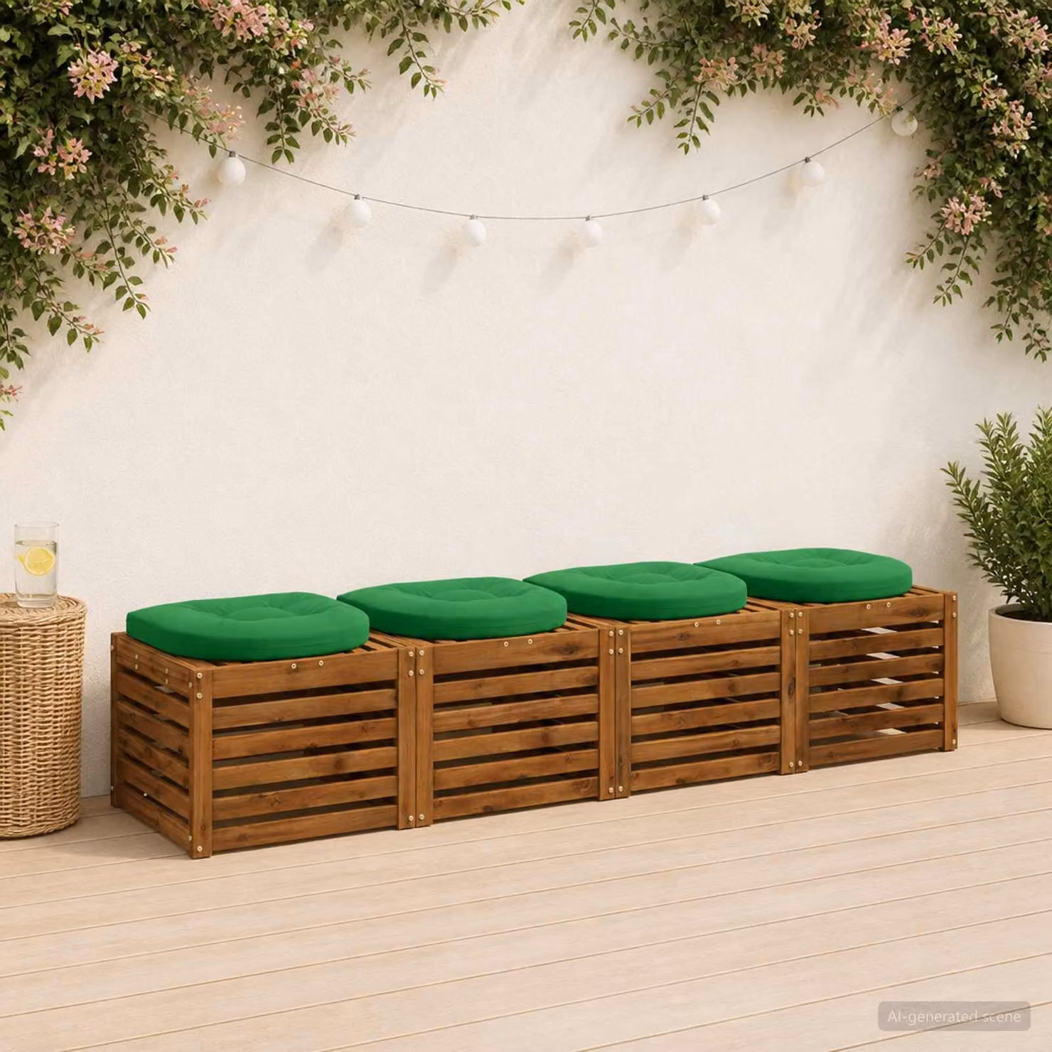 Set di 4 cuscini per sedia rotondi vidaXL in poliestere verde con imbottitura in schiuma