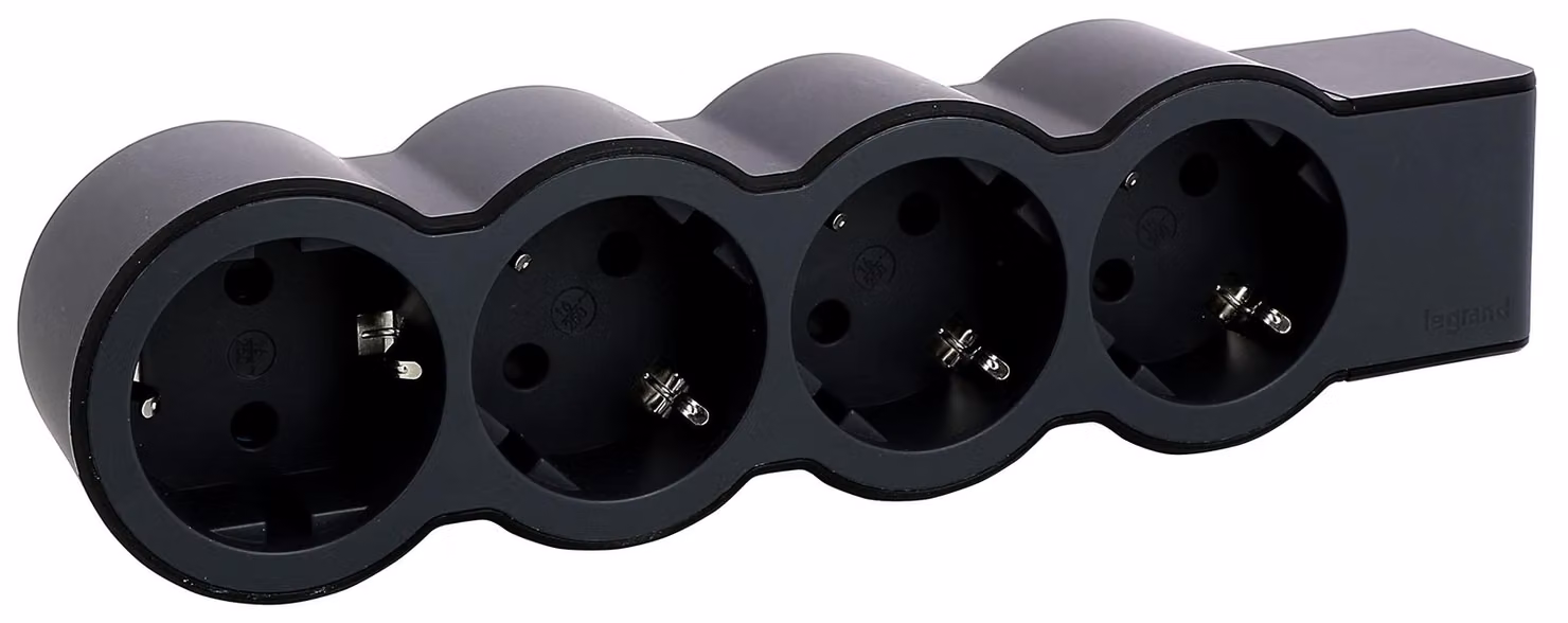Presa piatta Legrand 4x, senza cavo Cavo nero 694576