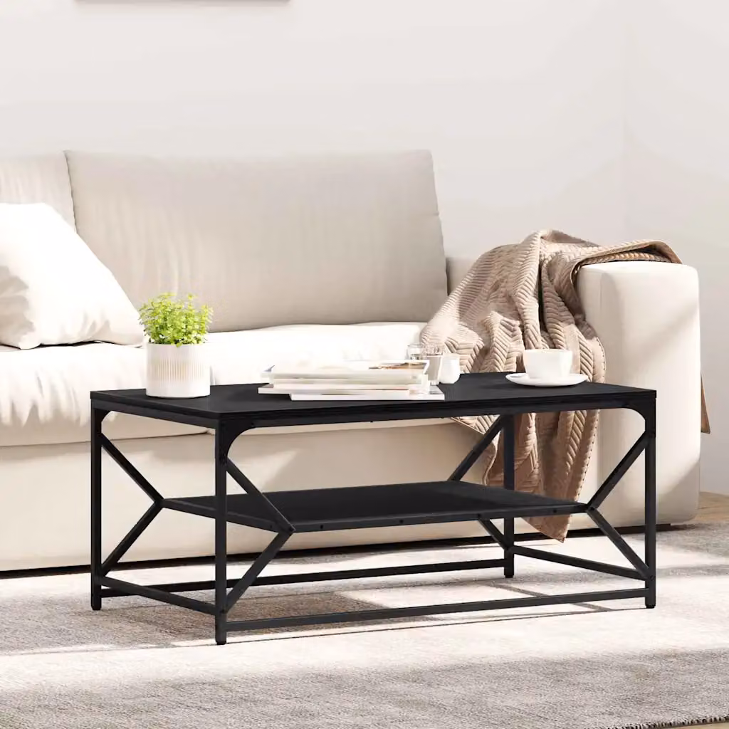 vidaXL Tavolino da salotto moderno rettangolare nero L: 90 cm, P: 50 cm, H: 40 cm