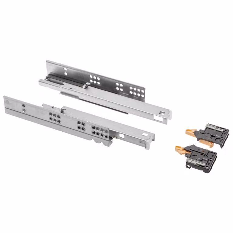 GTV - Guide sottobanco 1 paio di cassetti estraibili con sistema Soft Close - Guide per cassetti a chiusura automatica - Modern Slide con ammortizzatore, estrazione totale, 270 mm, carico massimo 35 kg