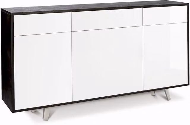 Mobile Soggiorno 3 Ante 3 Cassetti 164x41 h92cm Ossido Nero Bianco Lucido