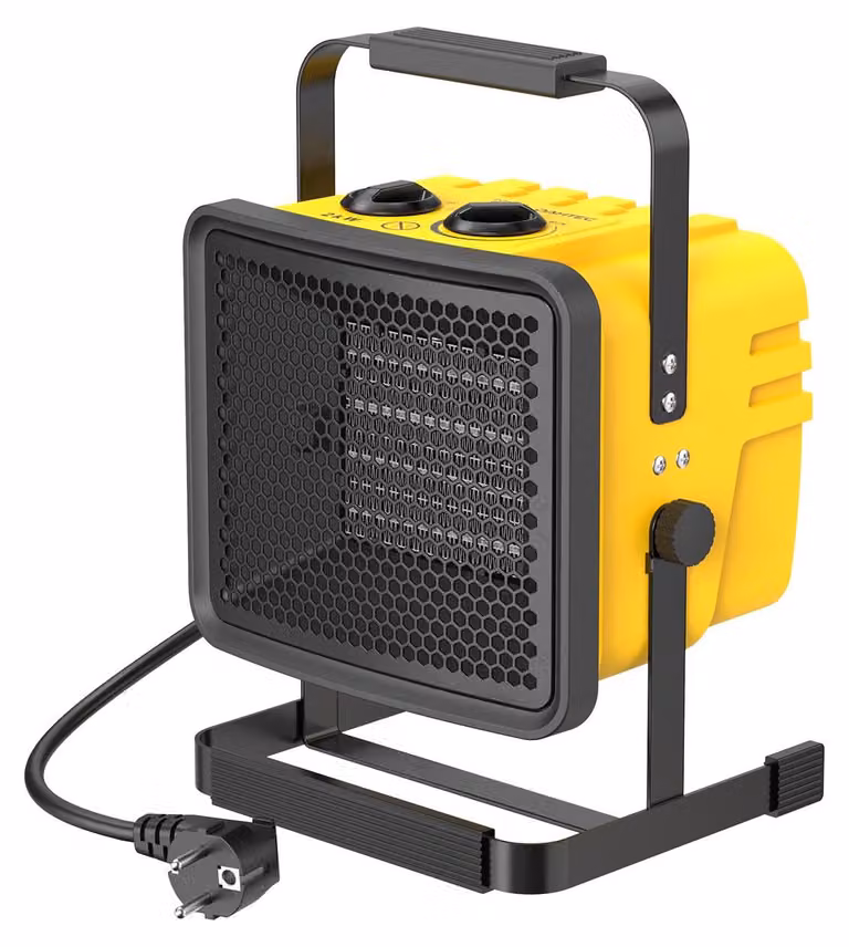 Stufa ventilata in Vetroceramica da 2000 W - Gialla - Elettrica - Elemento riscaldante PTC - Per l'ambiente di lavoro