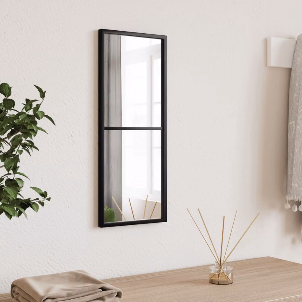 Specchio da parete rettangolare vidaXL in metallo e vetro nero L: 50 cm, H: 20 cm