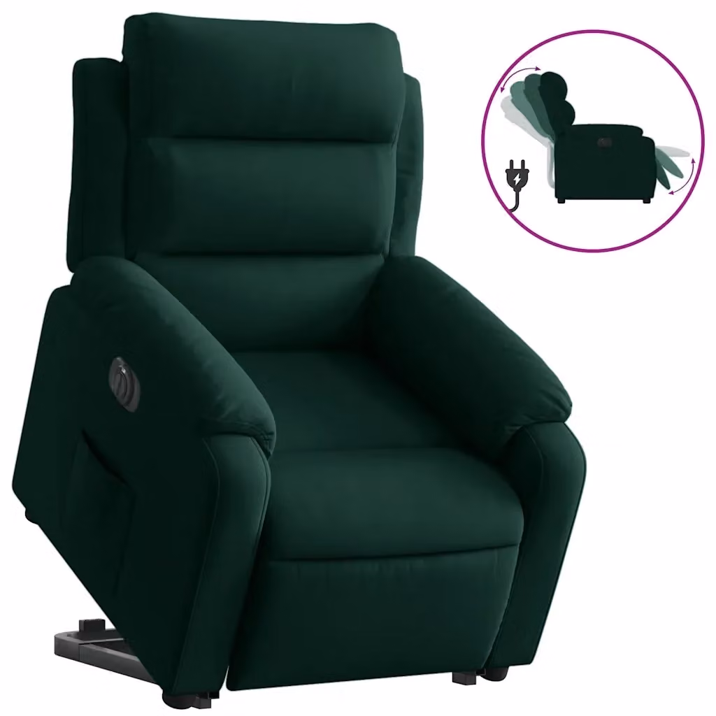 Poltrona Alzapersona Reclinabile Elettrica vidaXL in Velluto Verde per Senior – 2