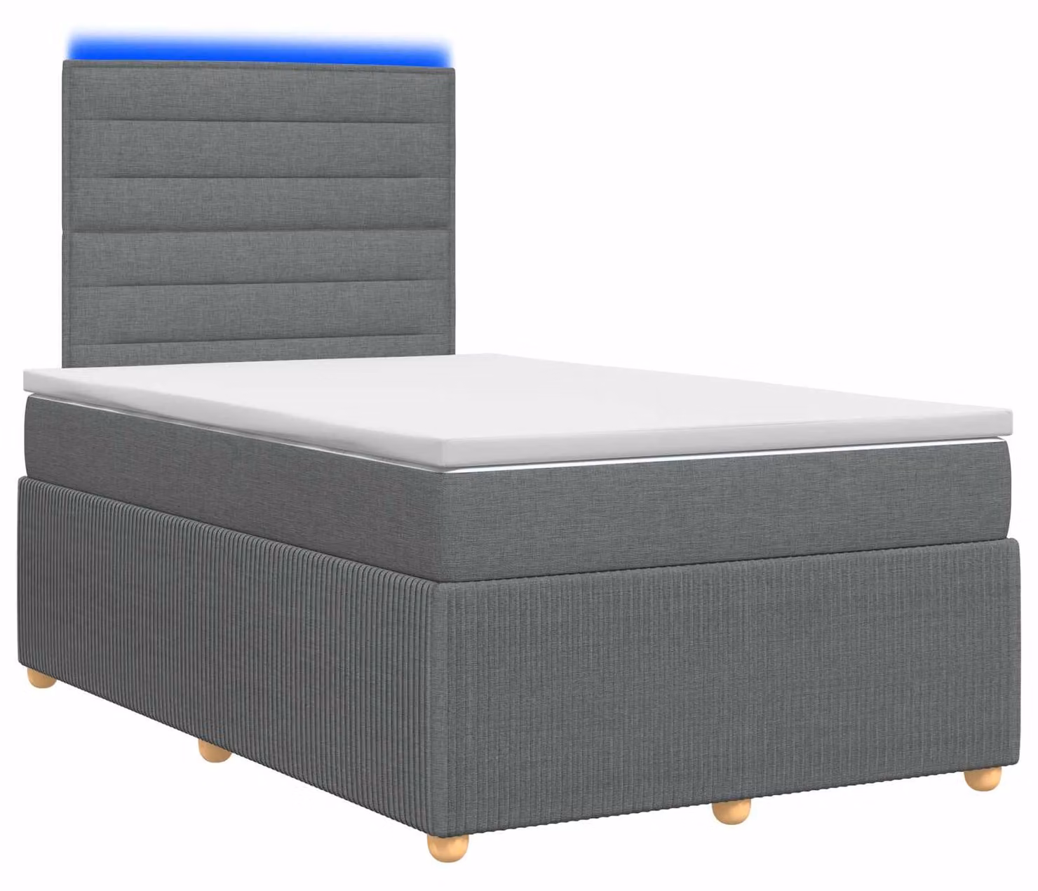 Letto boxspring LED con materasso grigio scuro 120 x 190 cm tessuto