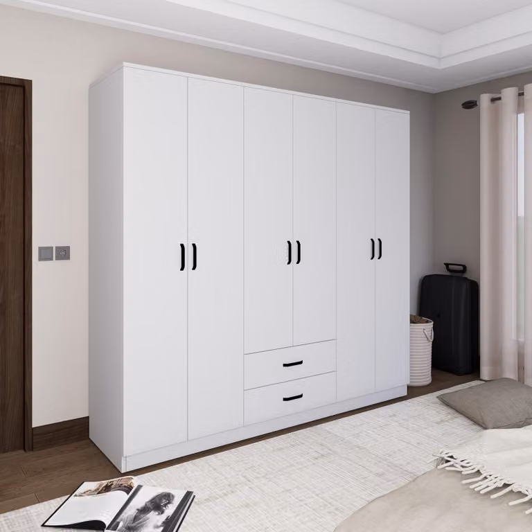 Copiano - Guardaroba Grande, 180x190h cm Bianco, 6 Ripiani