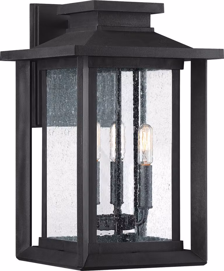Applique da esterno Wakefield nera 3xE14x40W in composito, dimensioni: 43,3x27,3x29,9 cm, IP44, Quoizel