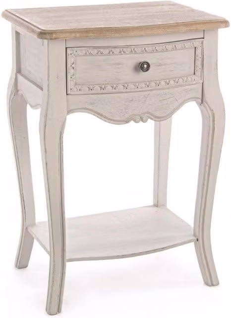Comodino Clarisse GIORDANOSHOP con 1 Cassetto e 1 Ripiano in Legno Bianco Opaco