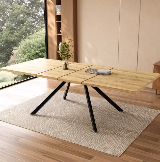 Tavolo da pranzo allungabile 160/200/240x90 cm in MDF; rovere; per 6-10 persone