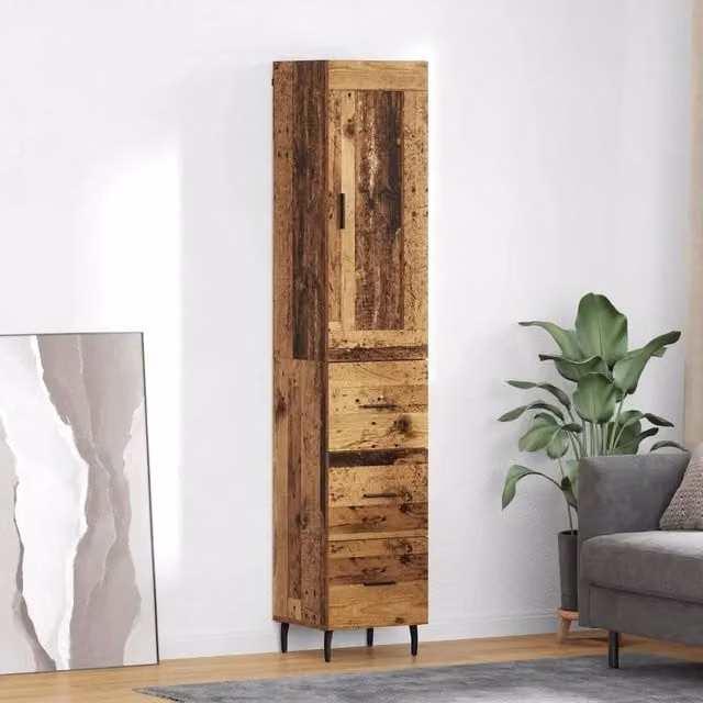 Credenza Buffet Moderna vidaXL in Legno e Metallo, Colore Marrone, L/P/H: 34,5 x 34 x 180 cm